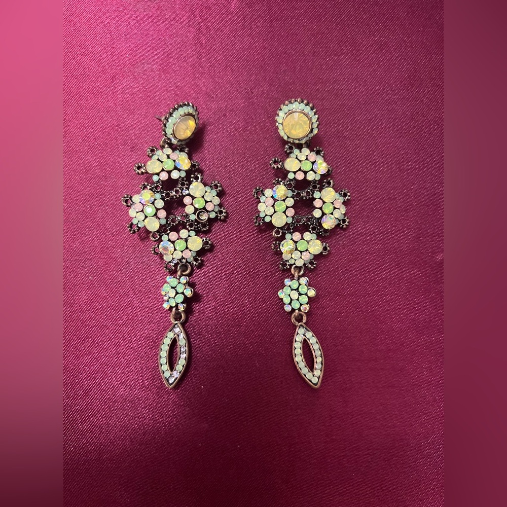 Stunning Multi Color Opal Diamond Earrings
